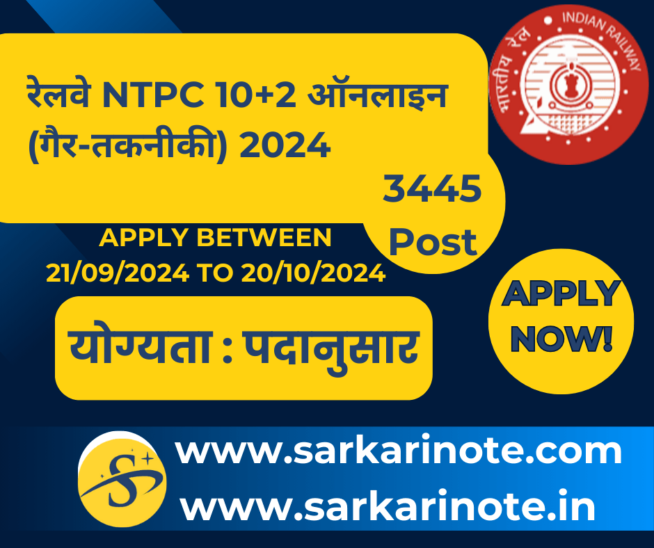 RAILWAYS RRB NTPC 10+2 ONLINE (NON-TECHNICAL)-2024